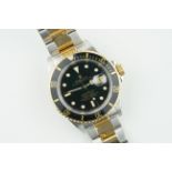 ROLEX OYSTER PERPETUAL SUBMARINER DATE STEEL & GOLD W/ ROLEX POUCH REF. 16613 CIRCA 1989, circular