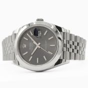 GENTLEMAN'S ROLEX OYSTER PERPETUAL DATEJUST 41 SLATE, 126300, FEBRUARY 2018 BOX & PAPERS, circular