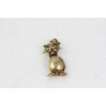 Fine 9CT gold heavy articulated cat pendant. Fully hallmarked for 9CT gold set with gemstones in a