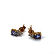 Fine 9ct gold and tanzanite studs , marked 9k set with tanzanite stones. Measuring 9mm x 5mm wide.