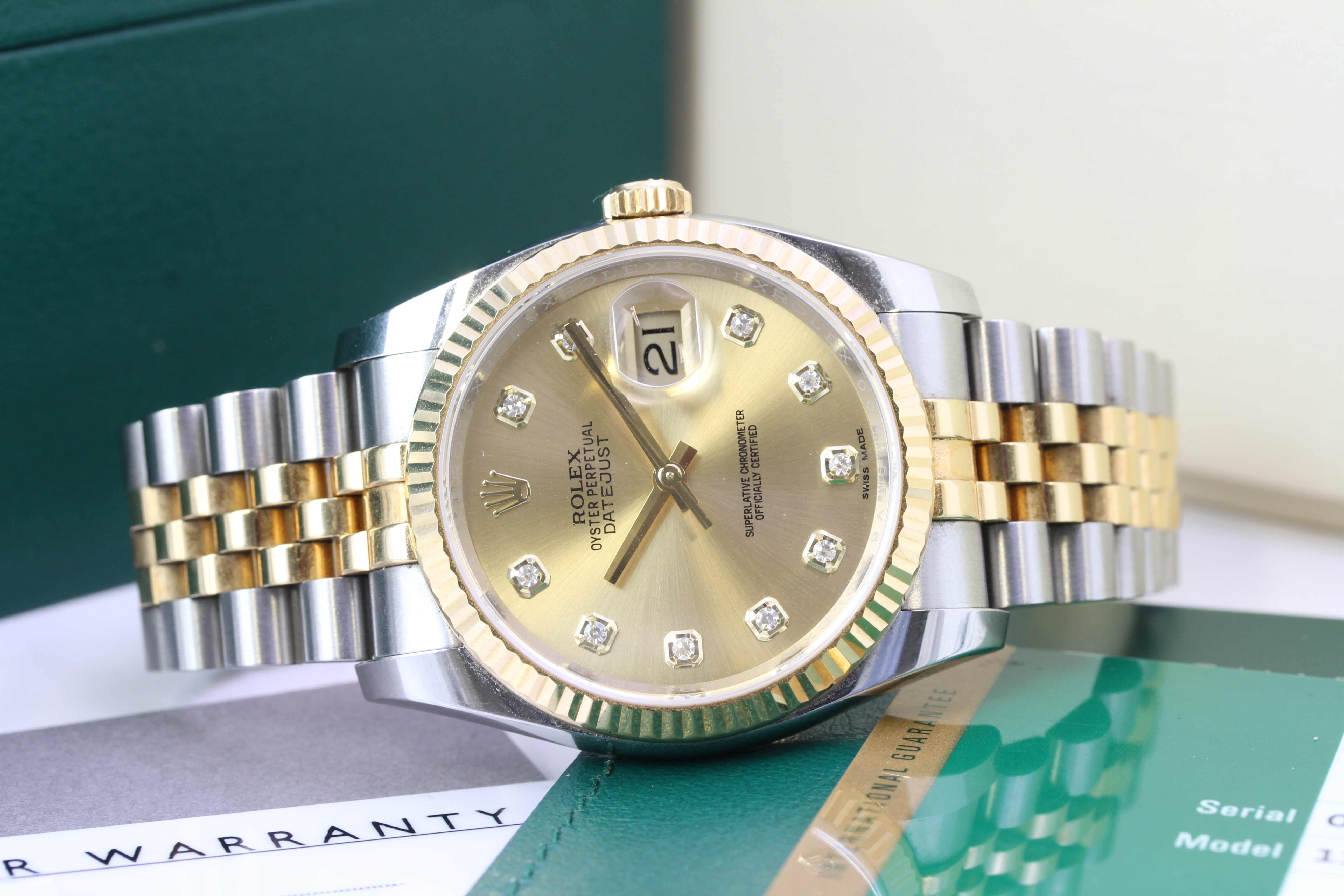 ROLEX DATEJUST STEEL AND GOLD DIAMOND DIAL 116233 BOX AND PAPERS 2018 - Image 3 of 3