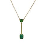 antique art deco 9CT gold and green marble glass necklace. Marked 9CT. Set with green marble