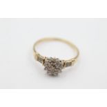 9ct gold 50 point diamond cluster ring weighs 2.7 grams . Set with 50 points of diamonds . Fully