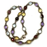 Fine 9ct gold multiple gemstone collar necklace . Set with amethyst garnet and citrine stones in 9ct