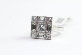 2.40ct Diamond Table Ring, Princess cut and Emerald Cut Diamonds, estimated total weight 2.40ct,
