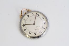 STAINLESS STEEL AND GOLD ROLEX POCKET WATCH 51MM