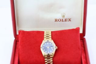 18CT LADIES ROLEX DATEJUST SAPPHIRE AND DIAMOND SET REFERENCE 69088 WITH BOX