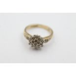 9ct gold 33 point diamond cluster ring weighs 3 grams. Set with 33 points of diamonds in a cluster