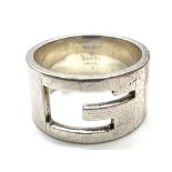 Fine sterling silver GUCCI designer ring, signed GUCCI made in Italy 925 . Measures 12mm thick. uk