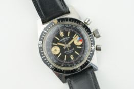 WINEGARTENS LONDON VINTAGE CHRONOGRAPH BY OLLECH & WAJS, circular black twin register dial with