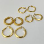 Fine 18ct gold Italian quantity of hoop earrings. This lot includes four pairs of earrings, each