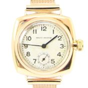 RARE ROLEX OYSTER MODEL IN 9CT CUSHION OYSTER CASE WITH 9CT GOLD PERIOD BRACELET 1935. CAL. 10.5H,