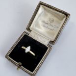 Fine 18ct yellow gold approx 50 point marquise diamond ring in leatherette box. Estimated Colour I/J