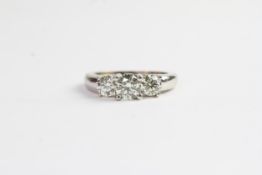 Fine 14 CT white gold 1.5 carat 3 stone diamond ring. Set with approximately 1.5 carats of