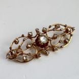 Antique 18ct gold rose diamond brooch . Set in yellow solid 18ct gold with a large rose cut