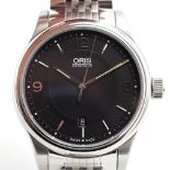 ORIS CLASSIC DATE 7594 WITH BLACK DIAL IN STAINLESS STEEL ON BRACELET CIRCA 2014 CAL. 733 (SELLITA