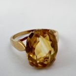 Vintage 9ct gold and citrine ring . Fully hallmarked for 9ct gold. The citrine stone measures approx