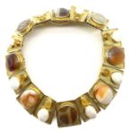 Fine silver gilt and large agate collar necklace. This is a substantial size necklace with large