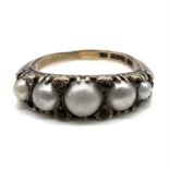 Antique 9ct gold Murrle Bennett pearl ring. Itâ€™s marked 9CT MB&co. Set with alternating pearls and