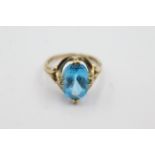 9ct gold topaz claw framed dress ring weighs 3.6 g, set with a large topaz stone. The head of the