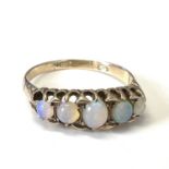 Antique 9ct gold opal five stone ring. Fully hallmarked for 9ct gold. Set with opals one of which is