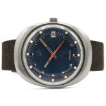 GENTLEMAN'S LONGINES ULTRONIC QUARTZ RARE BLUE DIAL "ELLIPSE" CASE, 8616.1, CIRCA. 1973, 37MM