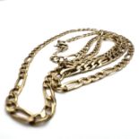 Fine Italian 9ct gold heavy Figaro chain necklace. Measuring 22 inches in length by 3mm wide.