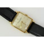 ART DECO 18CT IWC DRES WATCH, square dial with dot and baton hourmarkers, signed International Watch