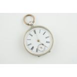 ***TO BE SOLD WITHOUT RESERVE***SILVER POCKET WATCH, circular white dial with hands and roman