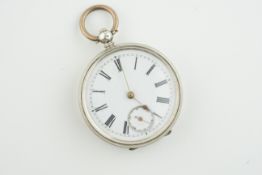 ***TO BE SOLD WITHOUT RESERVE***SILVER POCKET WATCH, circular white dial with hands and roman