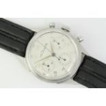 VINTAGE LE COULTRE CHRONOGRAPH REFERENCE 137805, circular white dial with Arabic numerals, three
