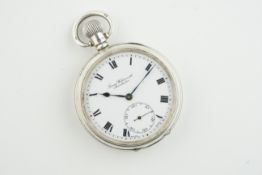 JAMES WADSWORTH SILVER POCKET WATCH, circular white dial with hands and roman numeral hour