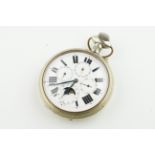 GOLIATH JUMBO MOONPHASE POCKET WATCH REF. 65460, circular white dial with hands and roman numeral