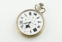 GOLIATH JUMBO MOONPHASE POCKET WATCH REF. 65460, circular white dial with hands and roman numeral