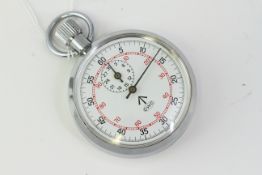 CWC MILITARY STOP WATCH, crows forr to dial and case, black and red tracks, 51mm diametre, case back