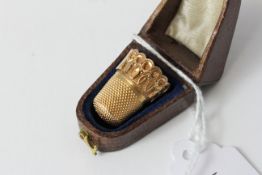 Antique Yellow Gold Thimble It's in its original leatherette box. Measures 2.2cm length. Total