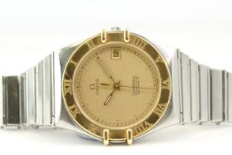 OMEGA CONSTELLATION AUTOMATIC BI COLOUR , champagne dial, steel and gold, Roman numeral bezel,