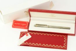*TO BE SOLD WITHOUT RESERVE* MUST DE CARTIER FOUNTAIN PEN WITH BOX AND PAPERS, silver case, tri