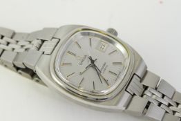 *TO BE SOLD WITHOUT RESERVE* LADIES OMEGA SEAMASTER QUARTZ , square cushion silver dial, stainless