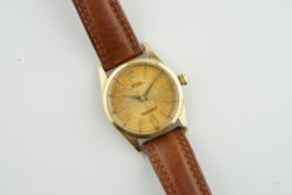 ROLEX OYSTER PERPETUAL GOLD PLATED WRISTWATCH REF. 1014, circular patina dial with hands and hour