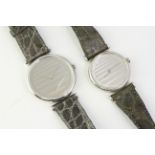 *TO BE SOLD WITHOUT RESERVE* A PAIR OF PIERRE CARDIN WATCHES (HIS & HERS), silver stiped dial, dot