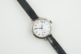 ***TO BE SOLD WITHOUT RESERVE*** WW1 ERA SILVER ATLAS TRENCH WATCH, circular white dial with hands