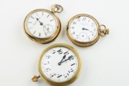 ***TO BE SOLD WITHOUT RESERVE*** GROUP OF THREE POCKET WATCHES INCL. ELGIN, gold plated elgin pocket