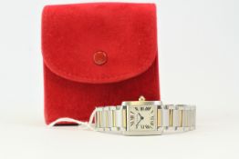 CARTIER TANK FRANÇAISE STEEL AND GOLD WITH POUCH REFERENCE 2384