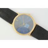 VINTAGE 18CT BAUME & MERCIER X HAZAR DRESS WATCH, blue dial, baton hour markers, signed 'HAZAR' ,