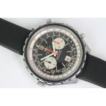 VINTAGE BREITLING 1806 LEFT HANDED NAVITIMER CIRCA 1970, black dial with outer tracks, twin