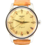 LONGINES CONQUEST WITH TWO TONE DIAL MODEL 9000 IN STAINLESS STEEL CAL. 19AS AUTOMATIC DATED 1957.