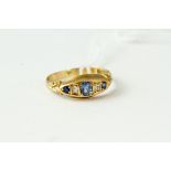 Antique 18ct gold sapphire and diamond ring. Set with sapphires and diamonds. Fully hallmarked. Uk