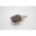 Heavy High Carat Gold and Particularly Large Smoky Quartz PendantThe Smoky Quartz measures 30mm x