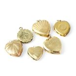 Vintage 9ct gold back and front heart lockets collection of. Varying in age and size measuring up to